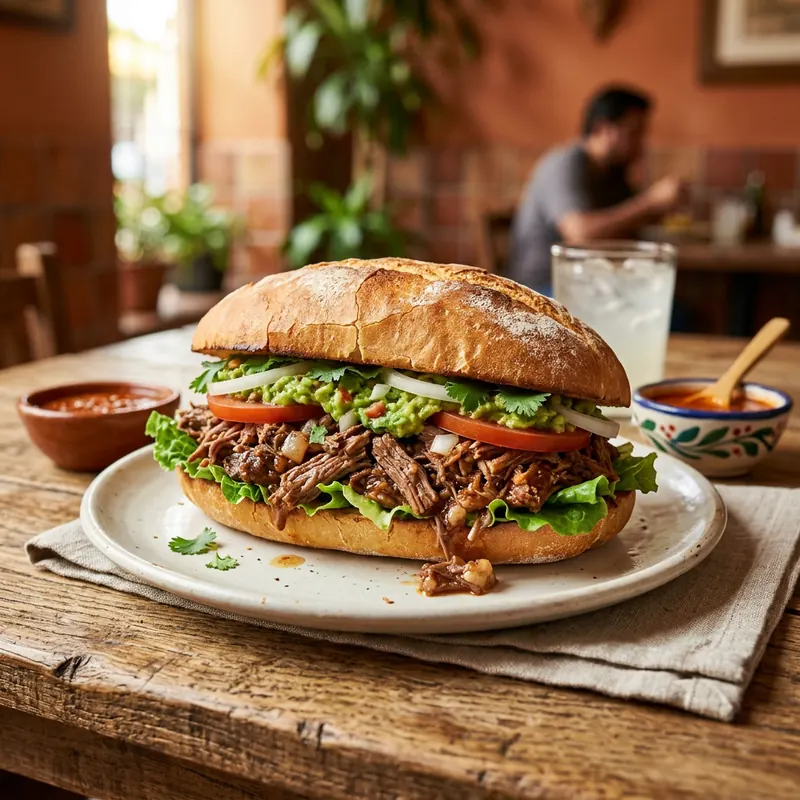 A torta with meat, avocado and fresh vegetables